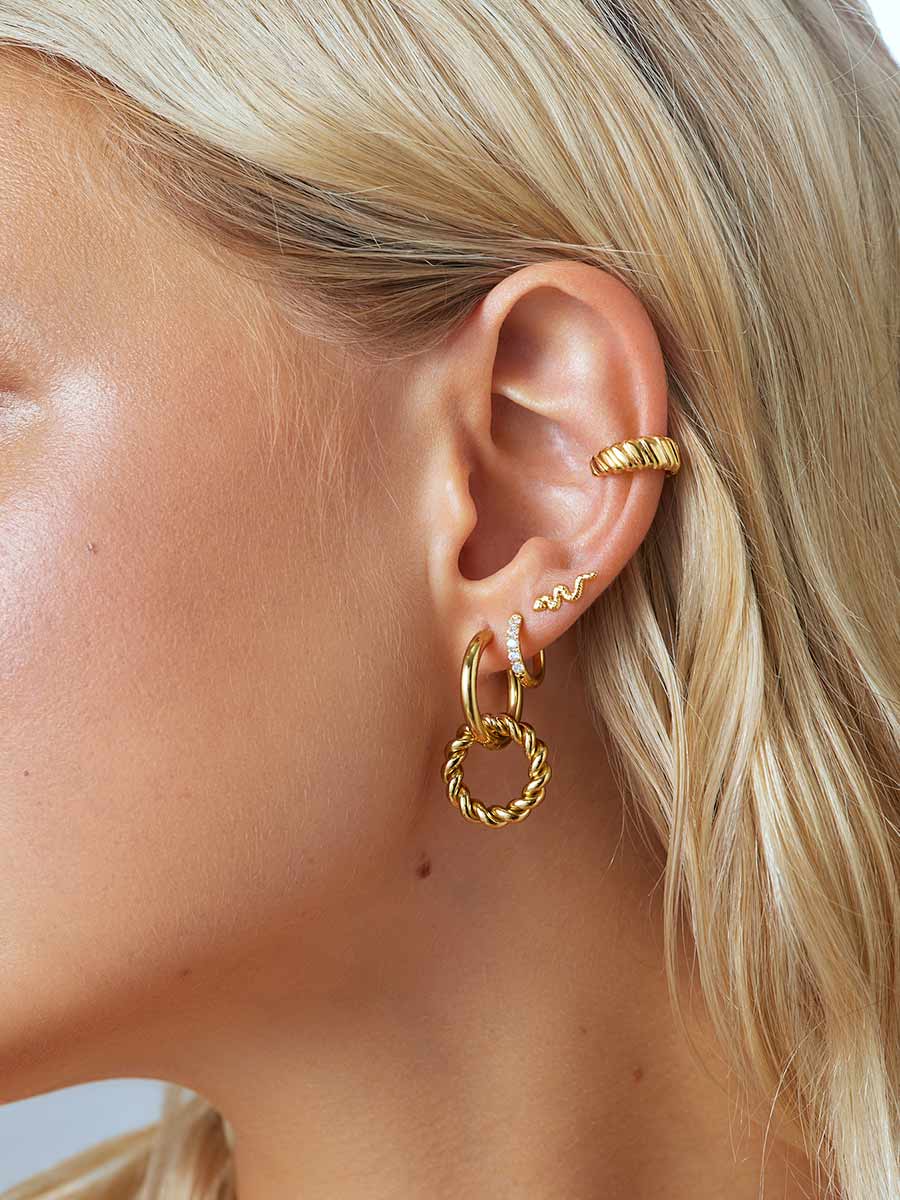 Aretes Argolla Chapados en Oro con Zirconias Brillantes