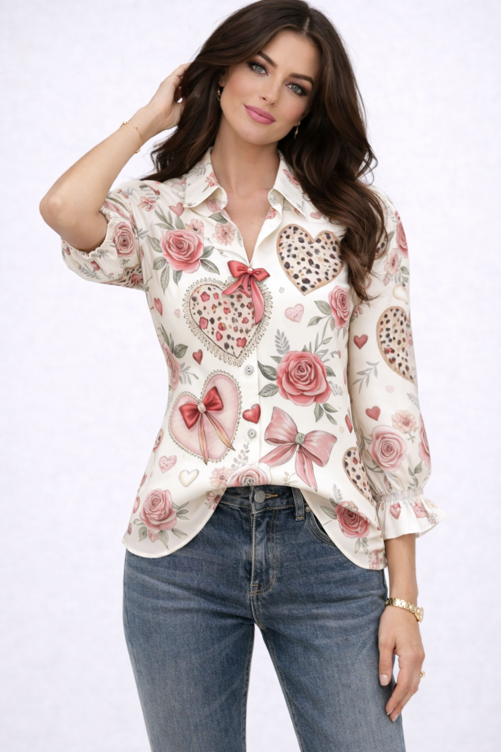 Blusa vintage con estampado floral