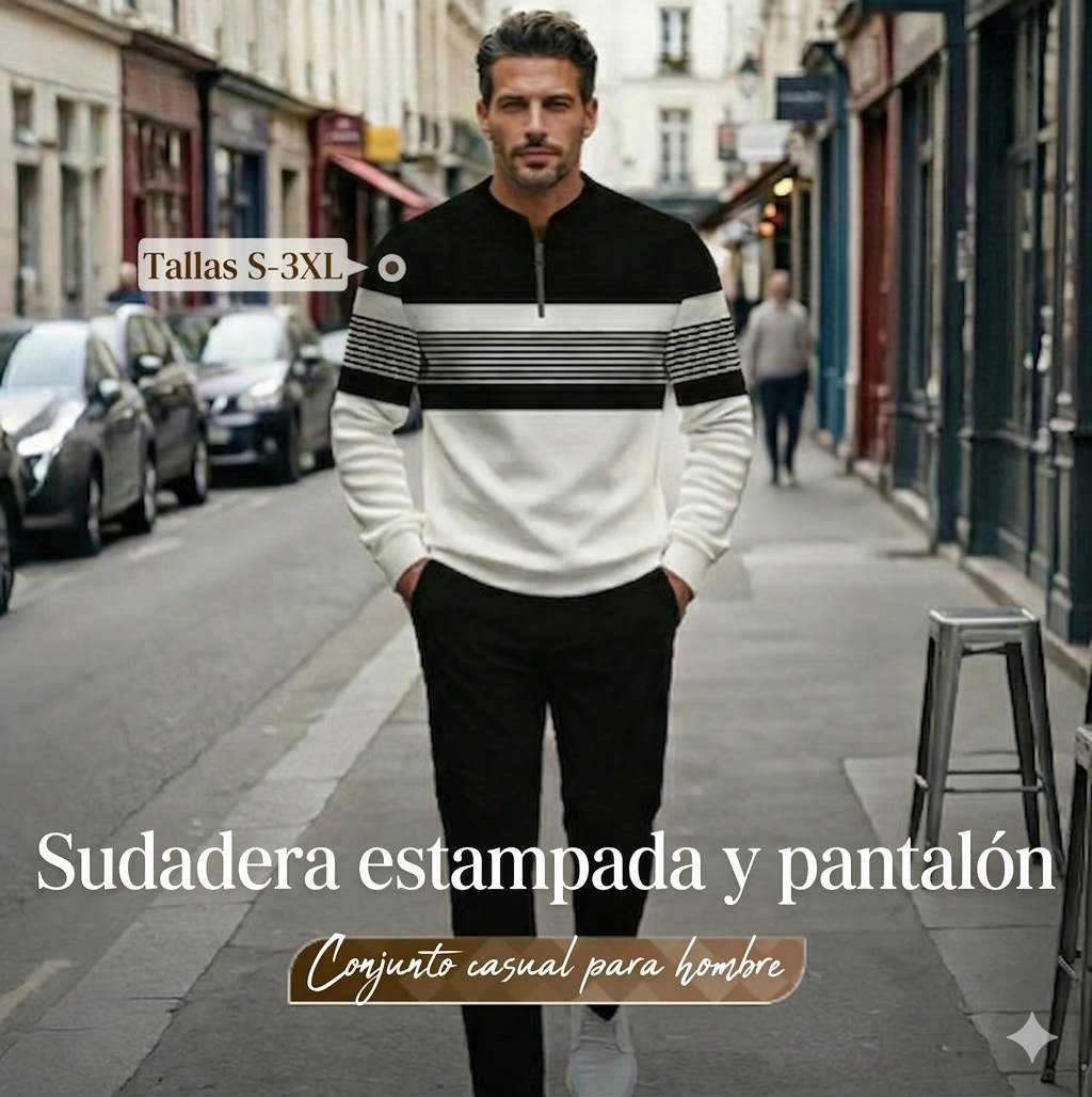 ⌛ ¡Solo quedan 3 días: 50 % de descuento en todo! ⏰ Conjunto para hombre: jersey con estampado gráfico y pantalones