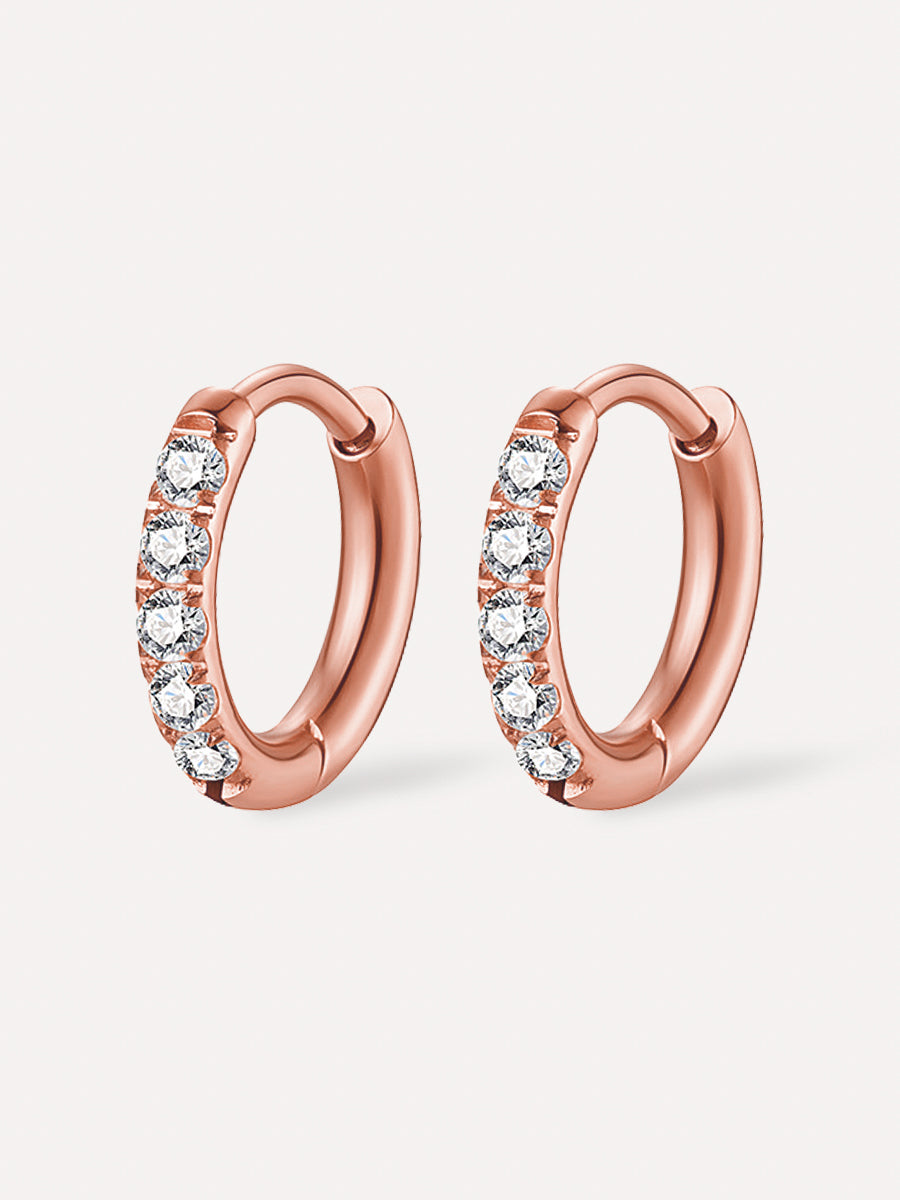 Aretes Argolla Chapados en Oro con Zirconias Brillantes