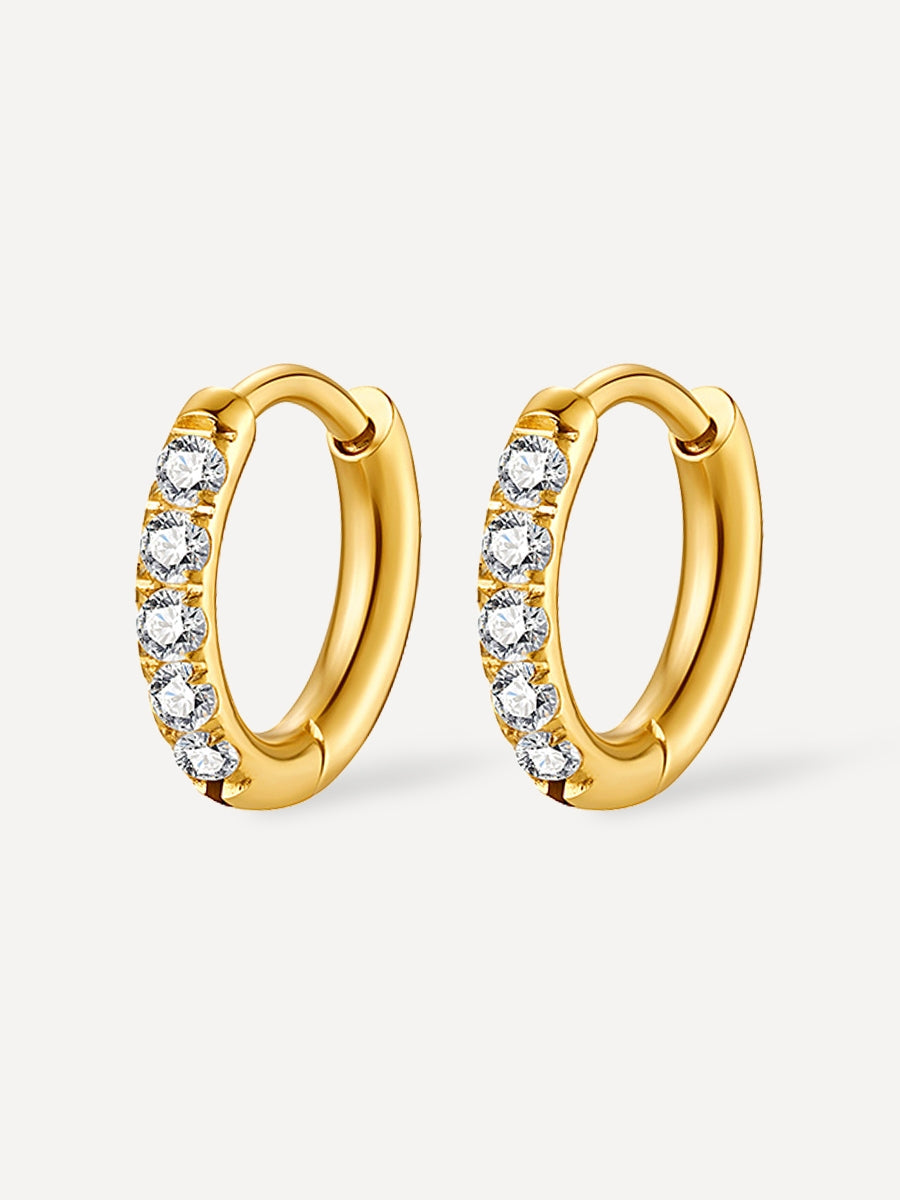 Aretes Argolla Chapados en Oro con Zirconias Brillantes